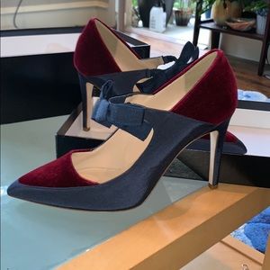 JCrew vintage burgundy felsetto velvet bow pumps